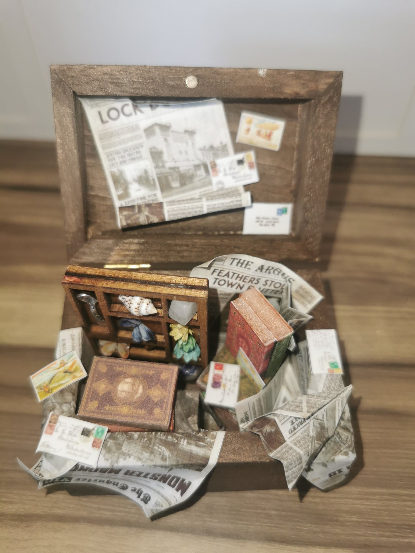 Brown Attic Wooden Chest | 1:12th Scale | Handmade