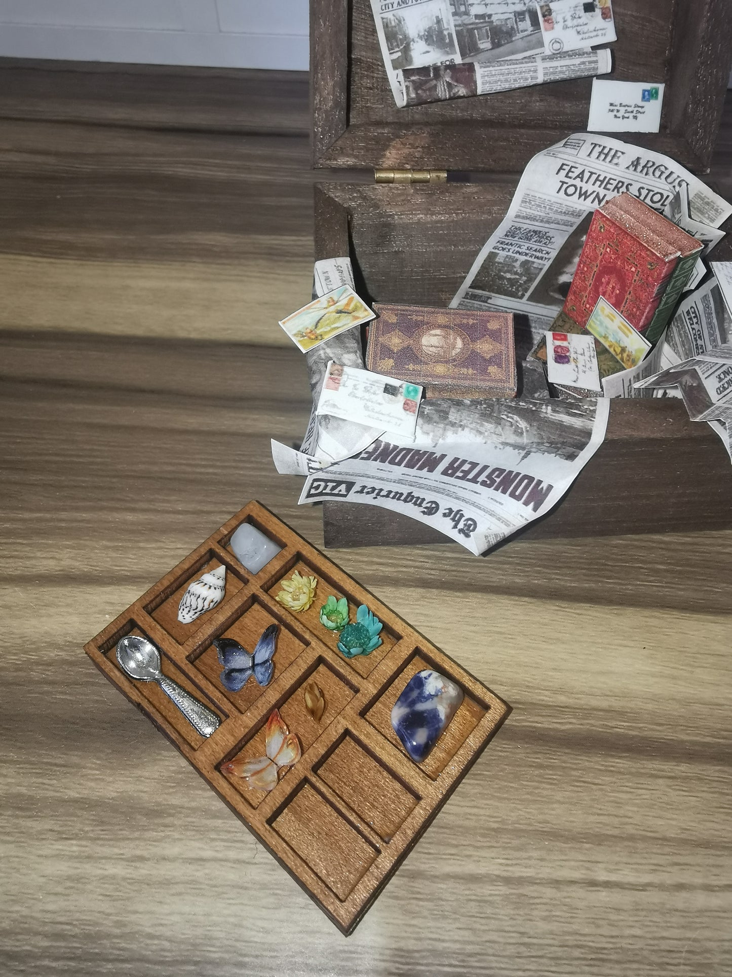 Brown Attic Wooden Chest | 1:12th Scale | Handmade