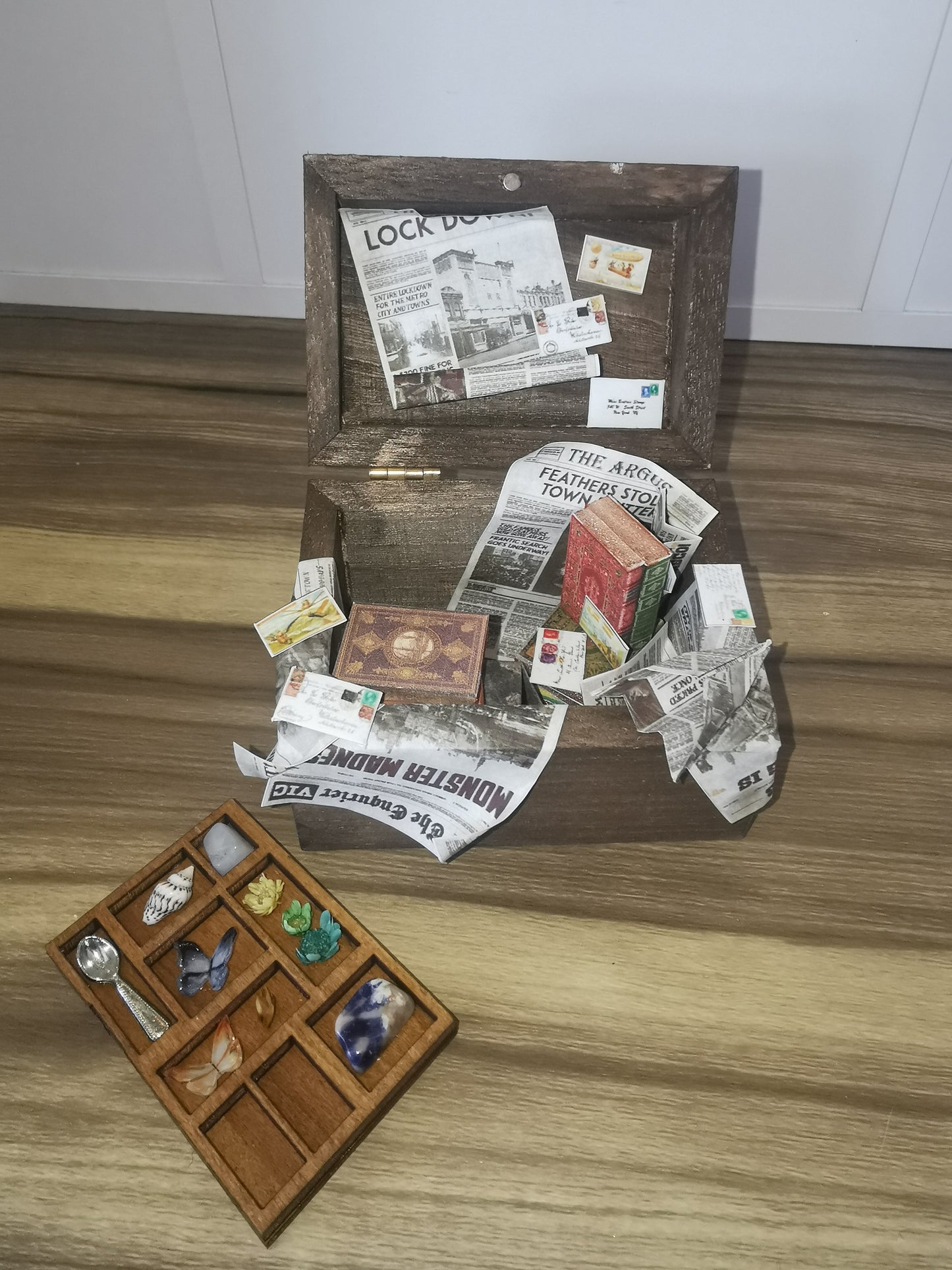 Brown Attic Wooden Chest | 1:12th Scale | Handmade