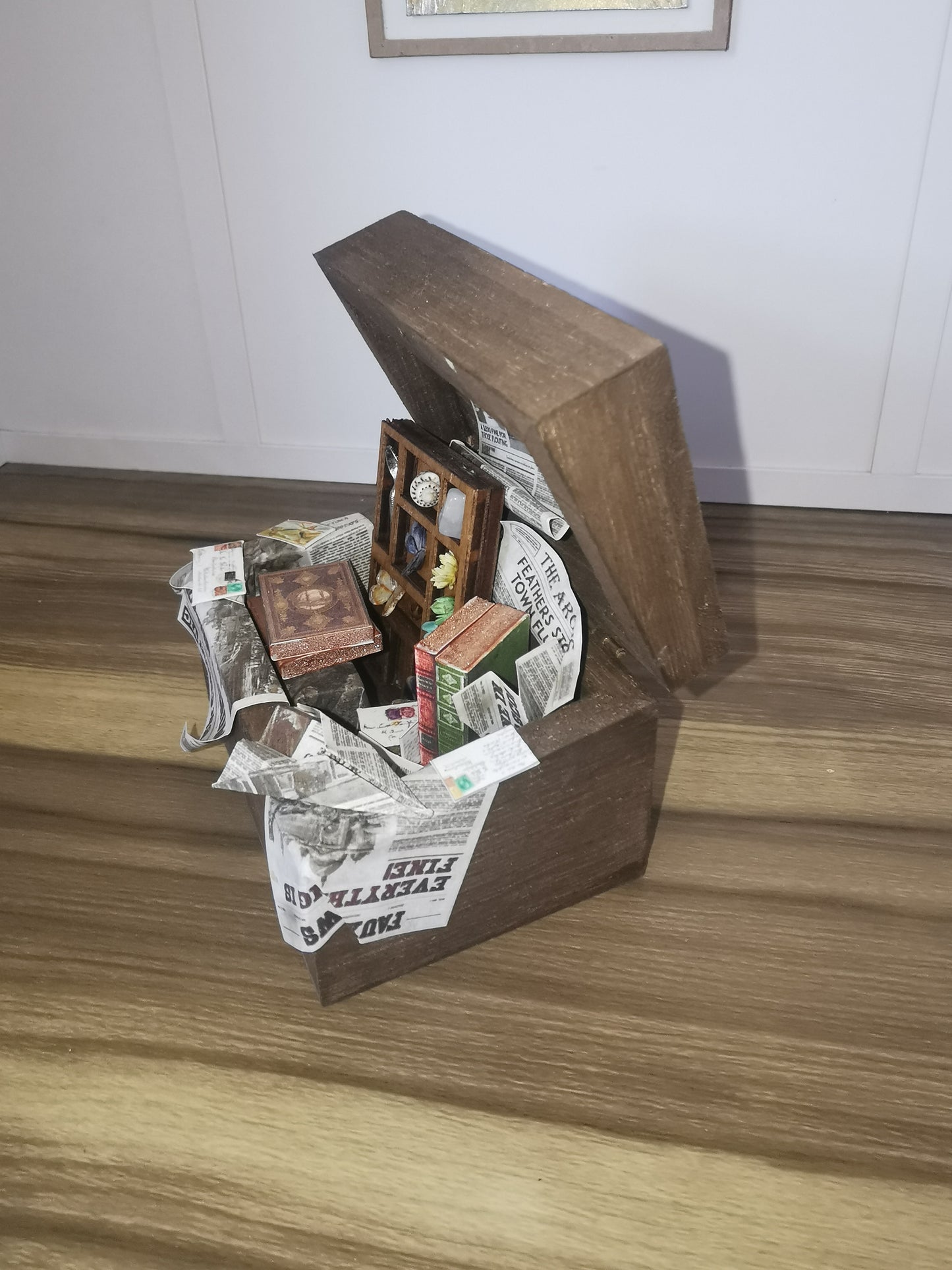 Brown Attic Wooden Chest | 1:12th Scale | Handmade