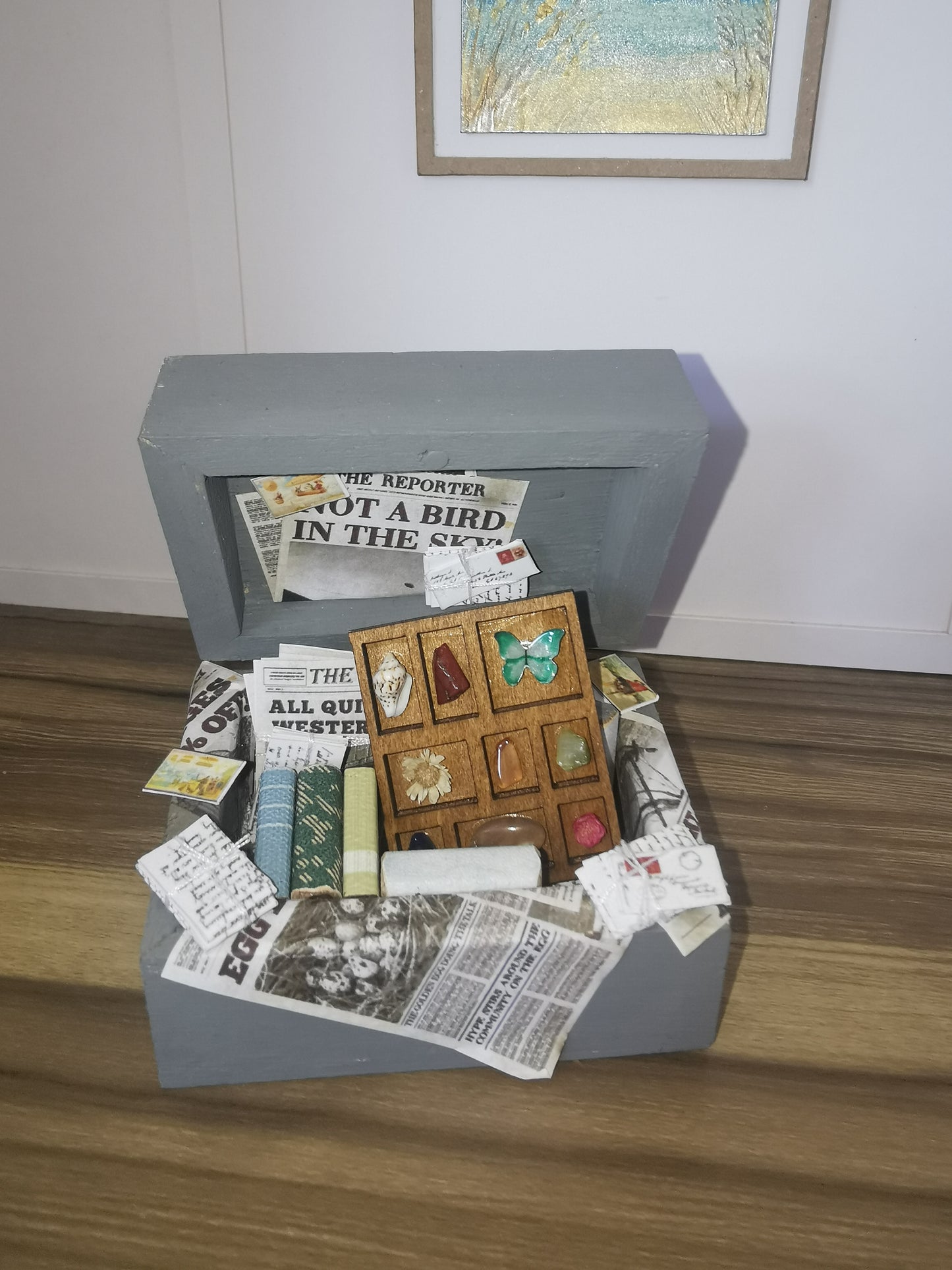 Grey Attic Wooden Chest | 1:12th Scale | Handmade