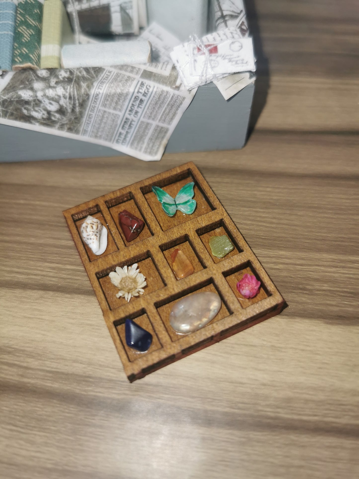 Grey Attic Wooden Chest | 1:12th Scale | Handmade