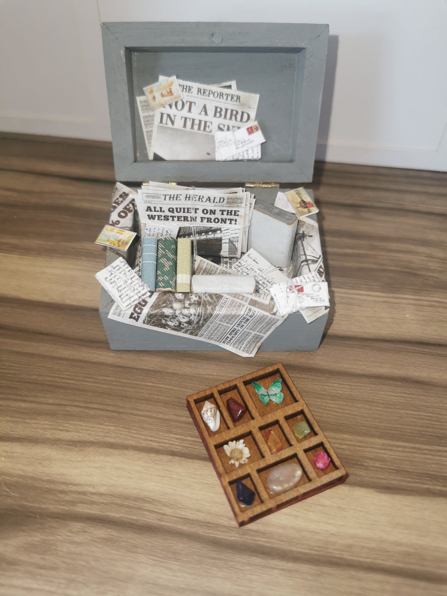 Grey Attic Wooden Chest | 1:12th Scale | Handmade