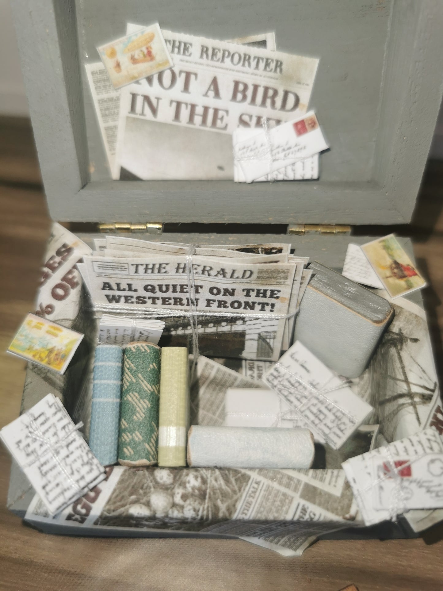 Grey Attic Wooden Chest | 1:12th Scale | Handmade