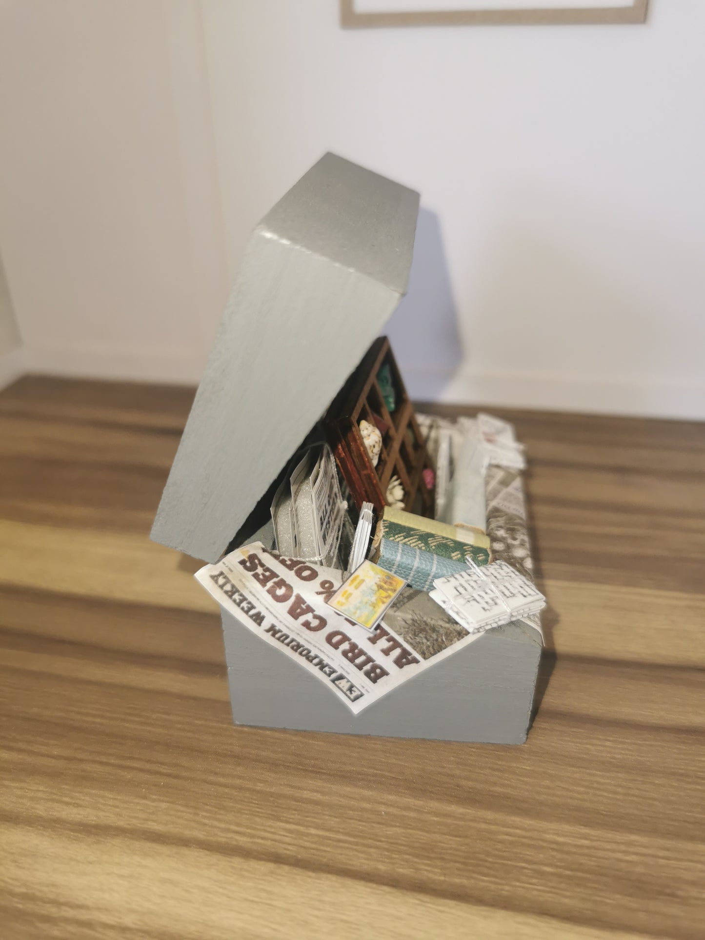 Grey Attic Wooden Chest | 1:12th Scale | Handmade