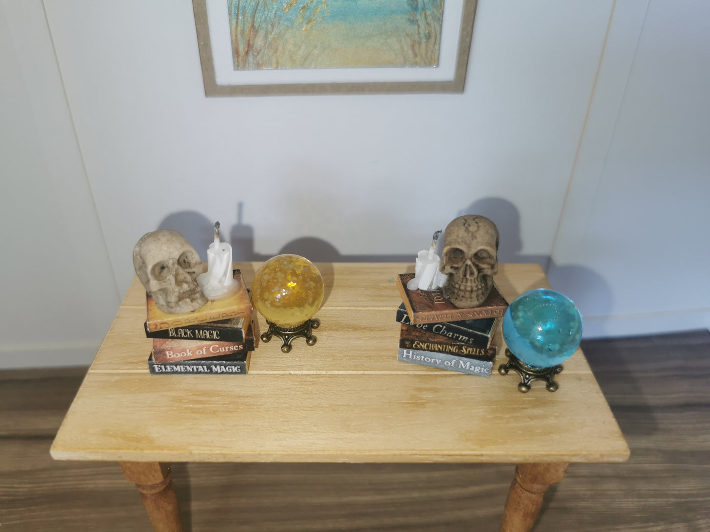 Bookstack with Skull, Candle & Crystal Ball | 1:12th Scale | Handmade