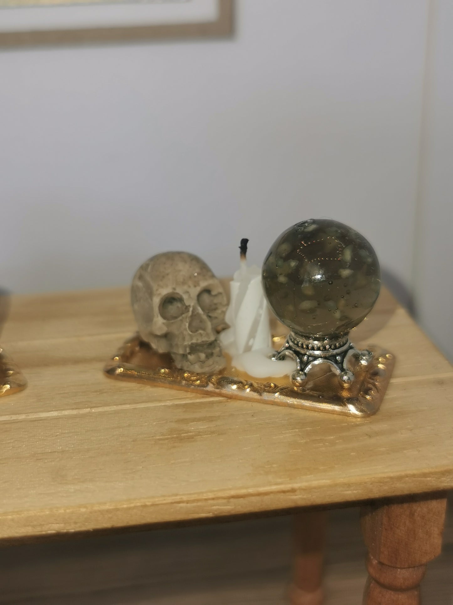 Tray with Skull, Candle & Crystal Ball | 1:12th Scale | Handmade
