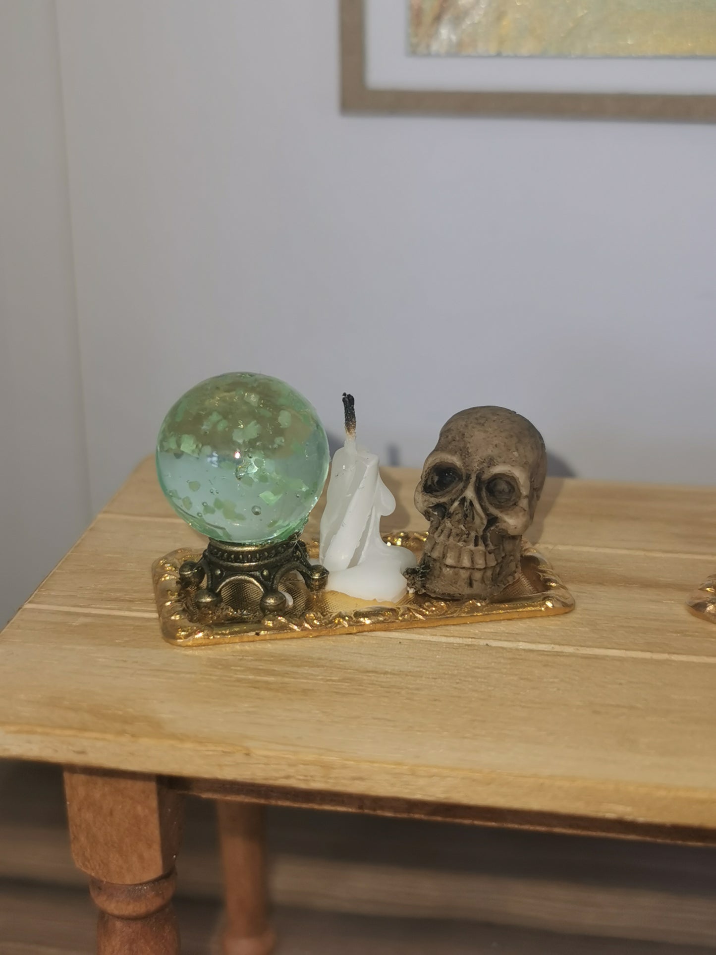 Tray with Skull, Candle & Crystal Ball | 1:12th Scale | Handmade