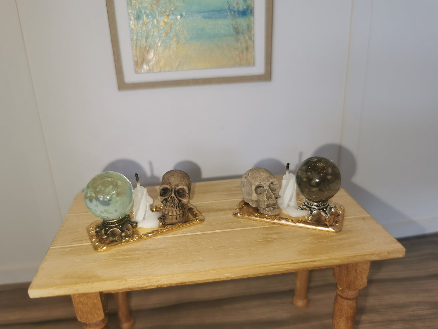 Tray with Skull, Candle & Crystal Ball | 1:12th Scale | Handmade