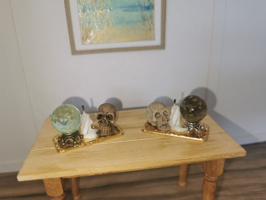 Tray with Skull, Candle & Crystal Ball | 1:12th Scale | Handmade