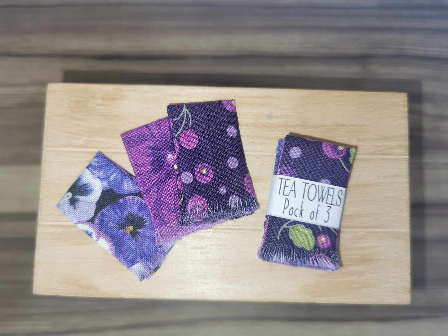 Tea Towels in Purple | 1:12th Scale | Handmade