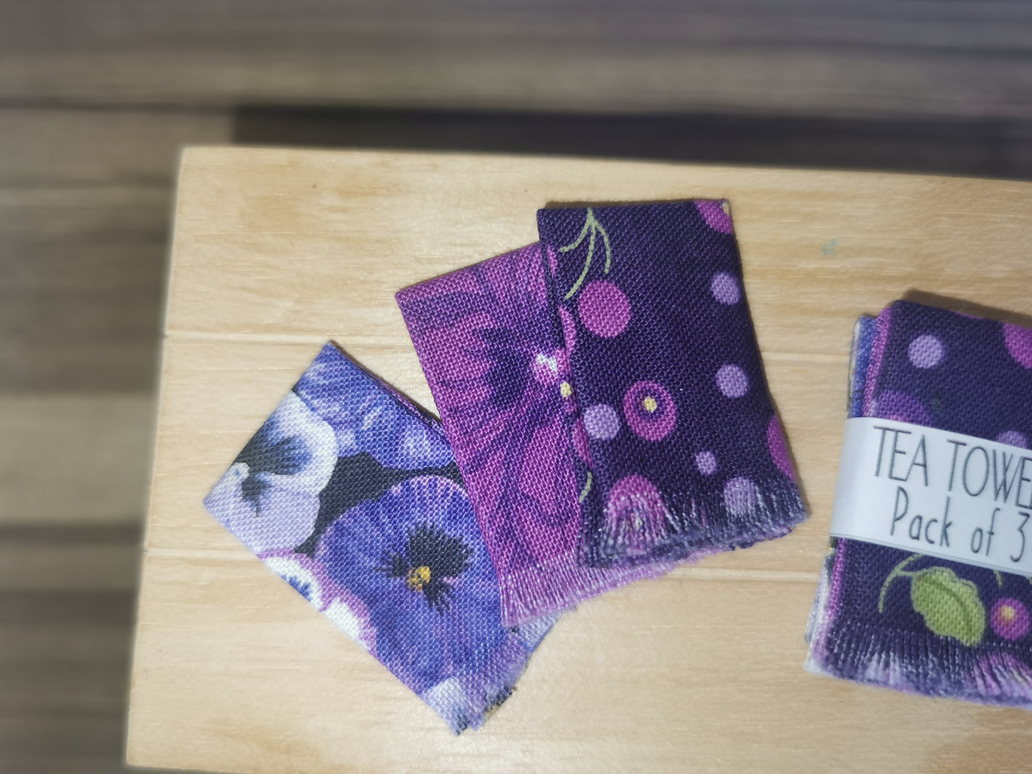 Tea Towels in Purple | 1:12th Scale | Handmade