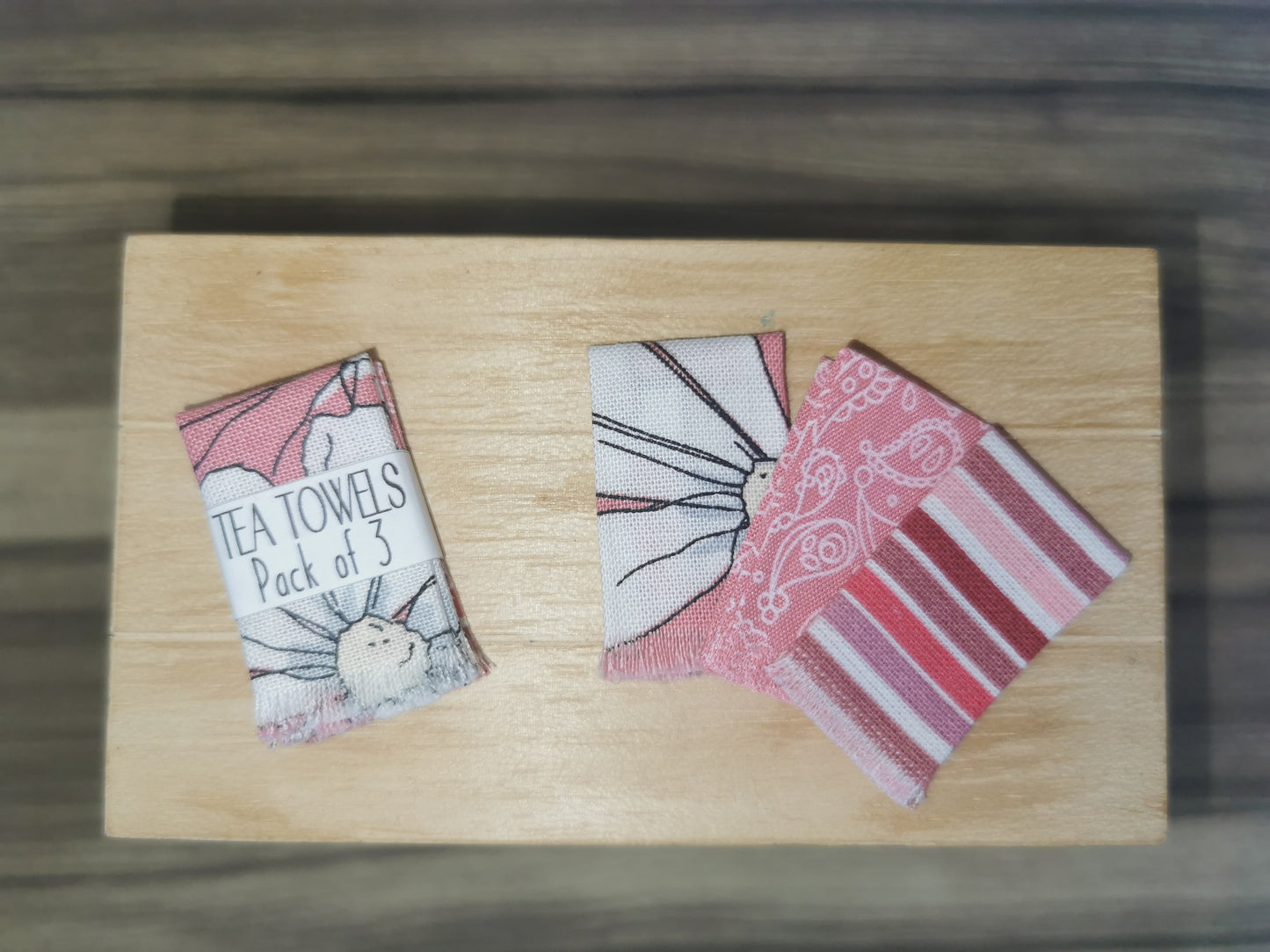 Tea Towels in Pink | 1:12th Scale | Handmade