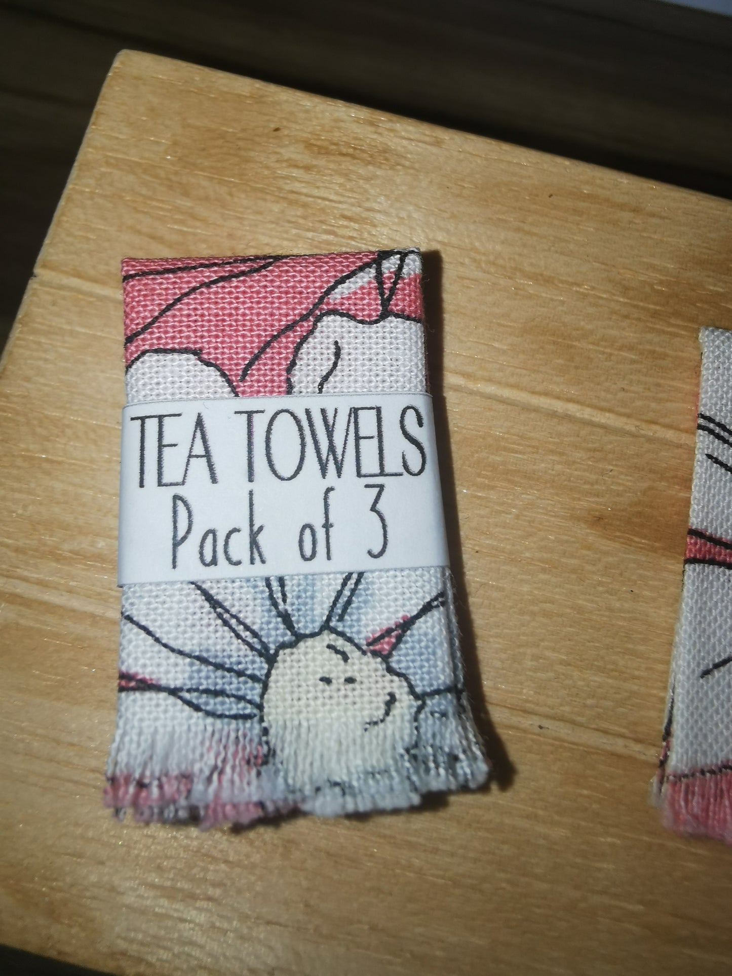 Tea Towels in Pink | 1:12th Scale | Handmade