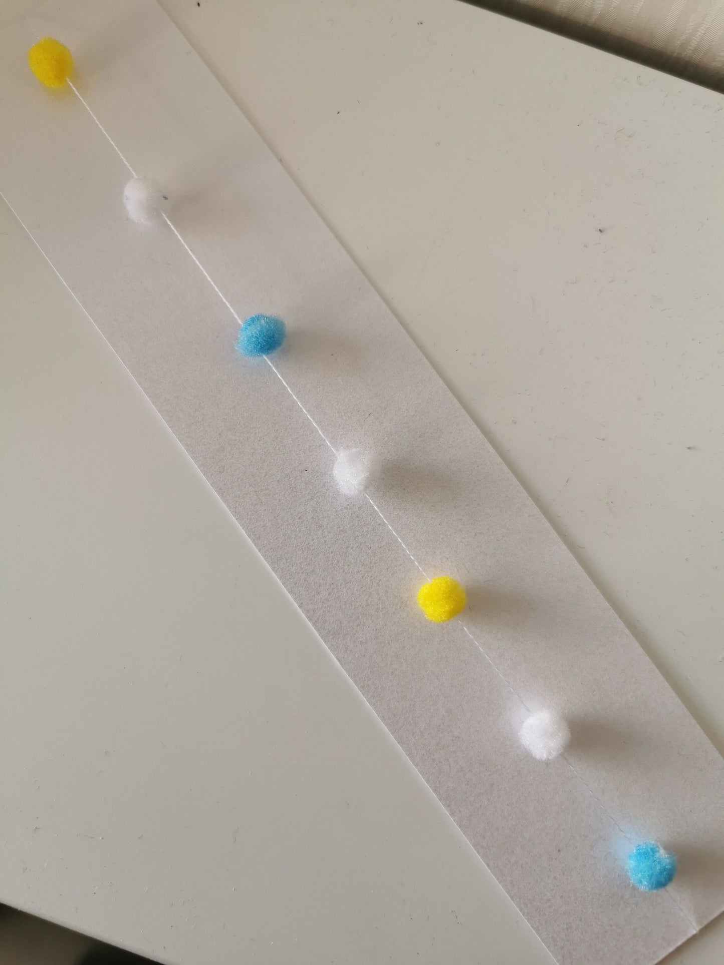 Yellow/White/Blue Pom Pom Garland | 1:12th Scale | Handmade - ZJ Miniatures 