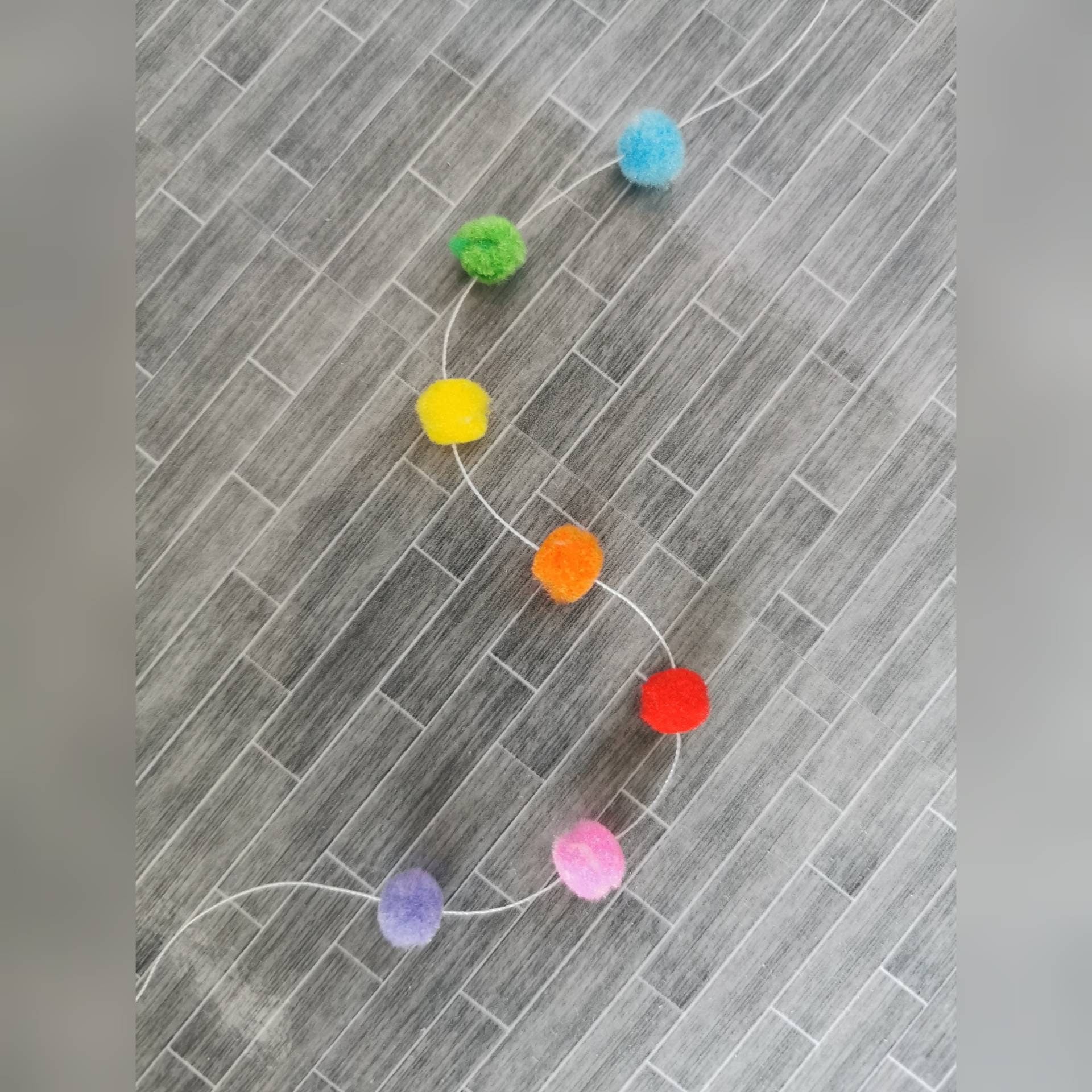 Rainbow Pom Pom Garland | 1:12th Scale | Handmade - ZJ Miniatures 