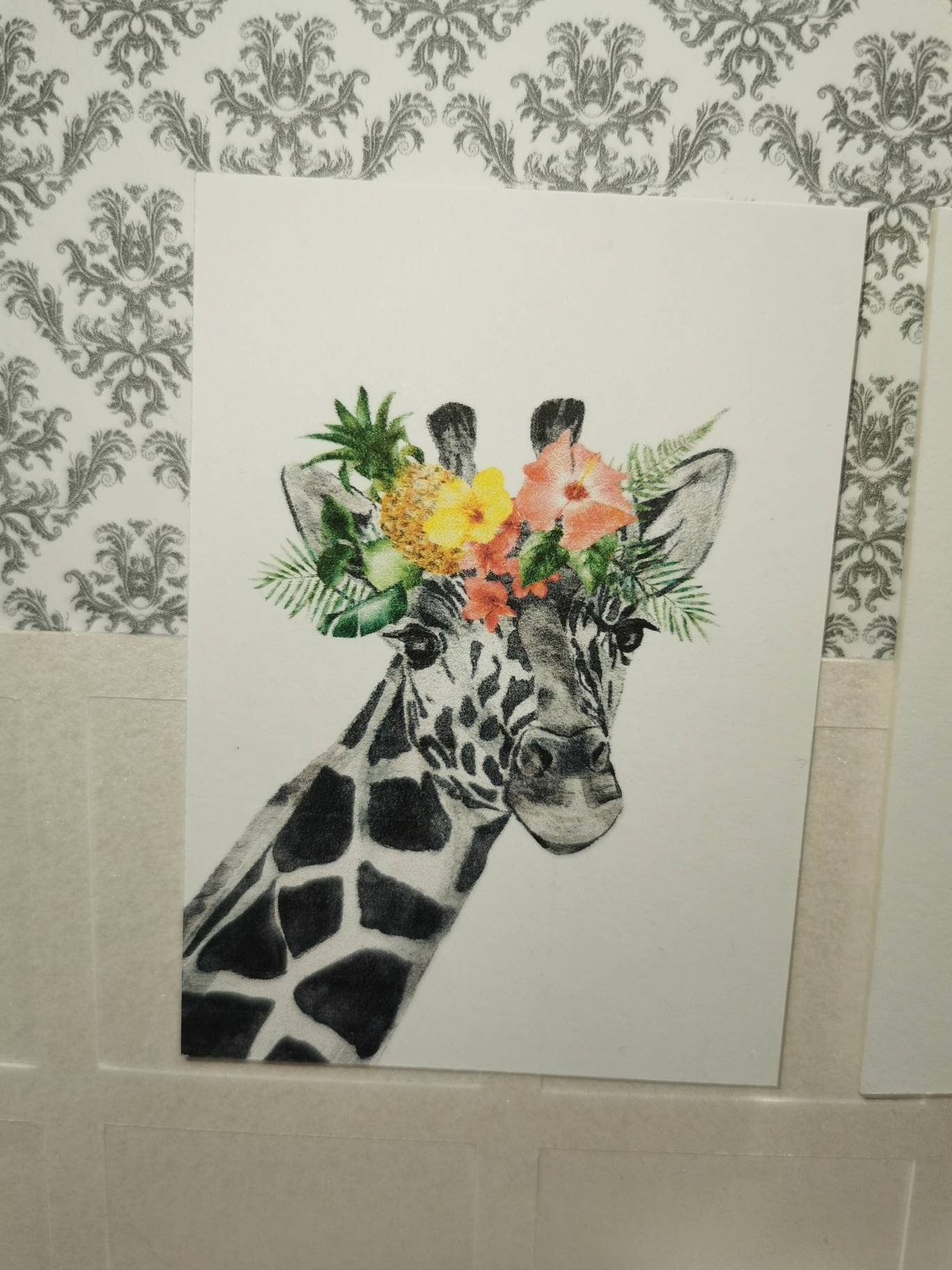 Giraffe Wall Art Prints | Set of 2 | 1:12th Scale | Handmade - ZJ Miniatures 