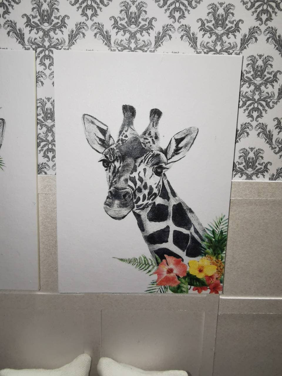 Giraffe Wall Art Prints | Set of 2 | 1:12th Scale | Handmade - ZJ Miniatures 