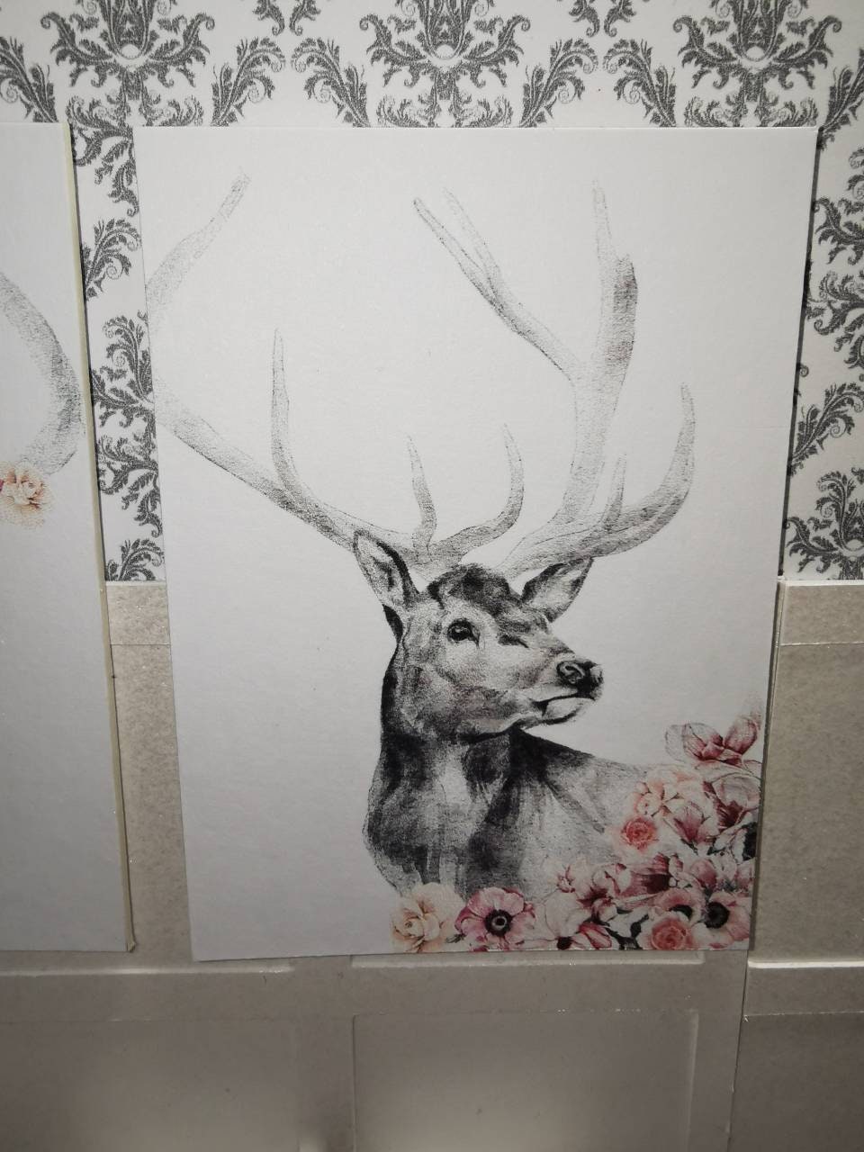 Stag Wall Art Prints | Set of 2 | 1:12th Scale | Handmade - ZJ Miniatures 