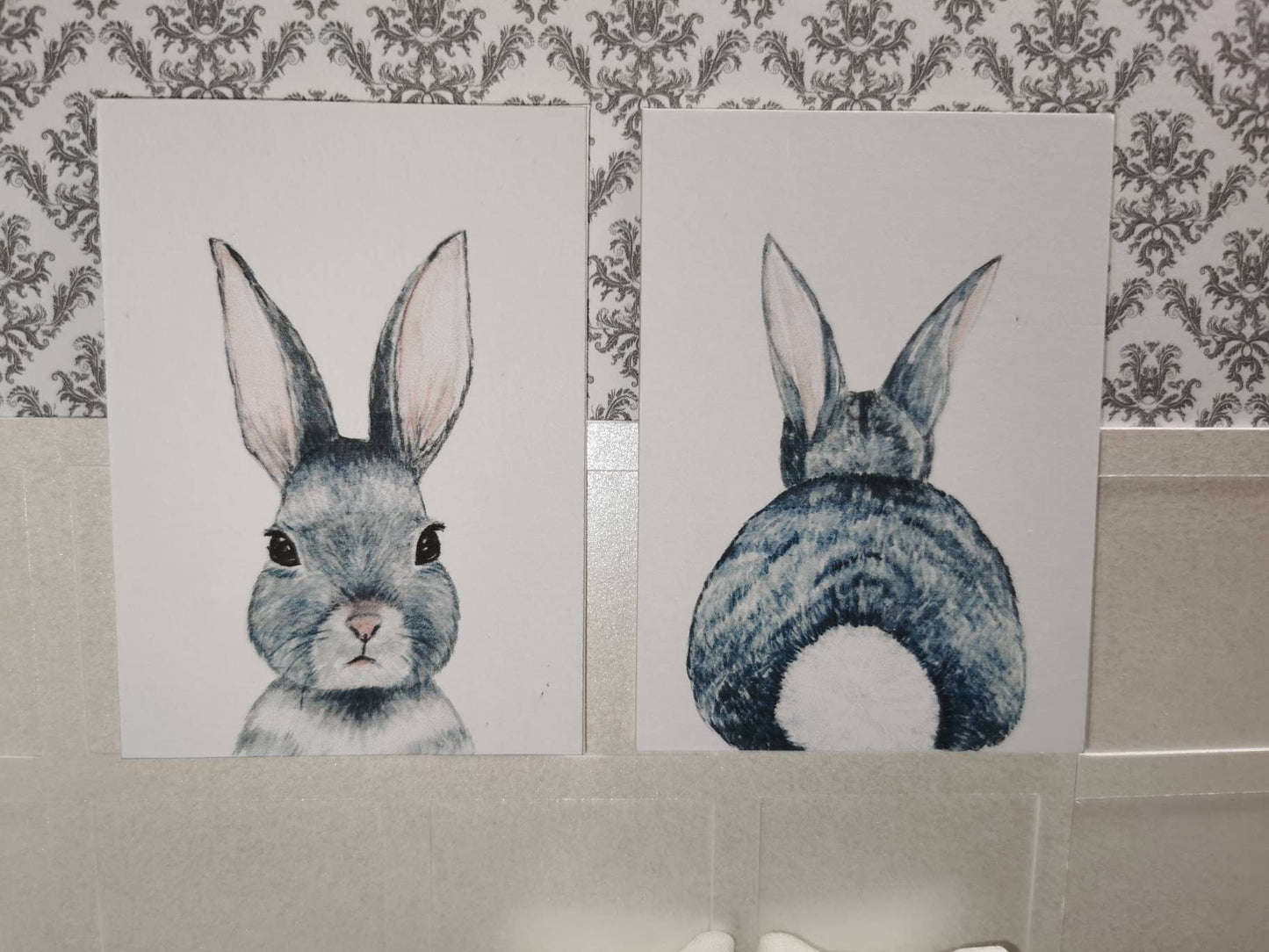 Bunny Wall Art Prints | Set of 2 | 1:12th Scale | Handmade - ZJ Miniatures 