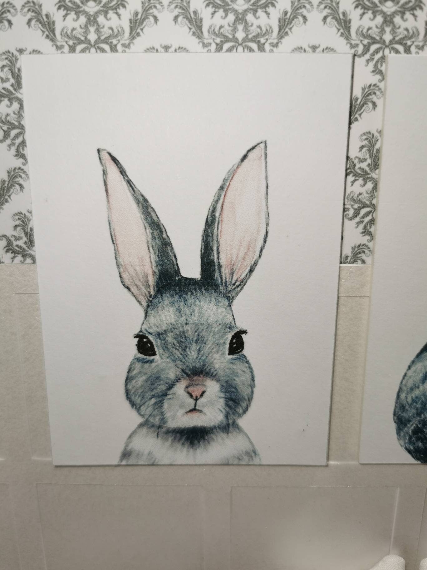 Bunny Wall Art Prints | Set of 2 | 1:12th Scale | Handmade - ZJ Miniatures 