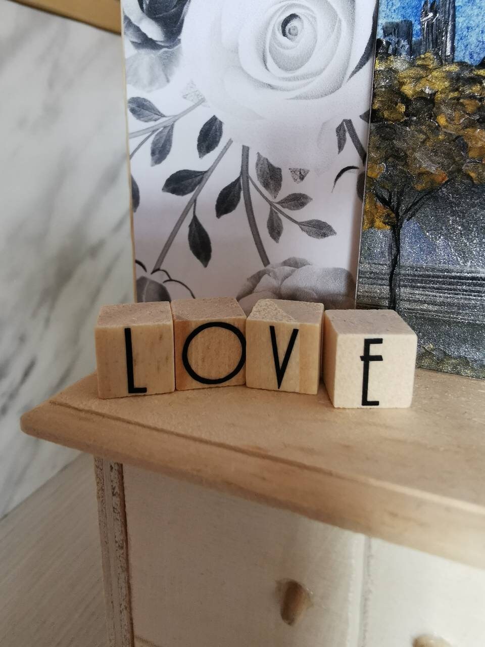 LOVE Wooden Blocks | 1:12th Scale | Handmade - ZJ Miniatures 