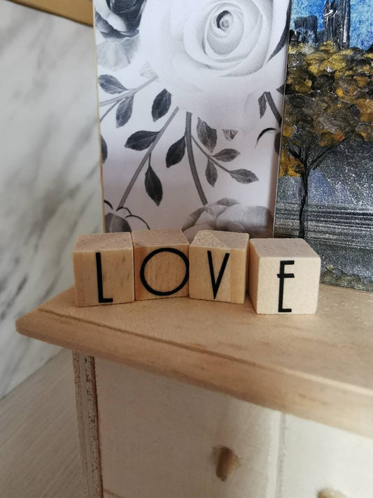 LOVE Wooden Blocks | 1:12th Scale | Handmade - ZJ Miniatures 