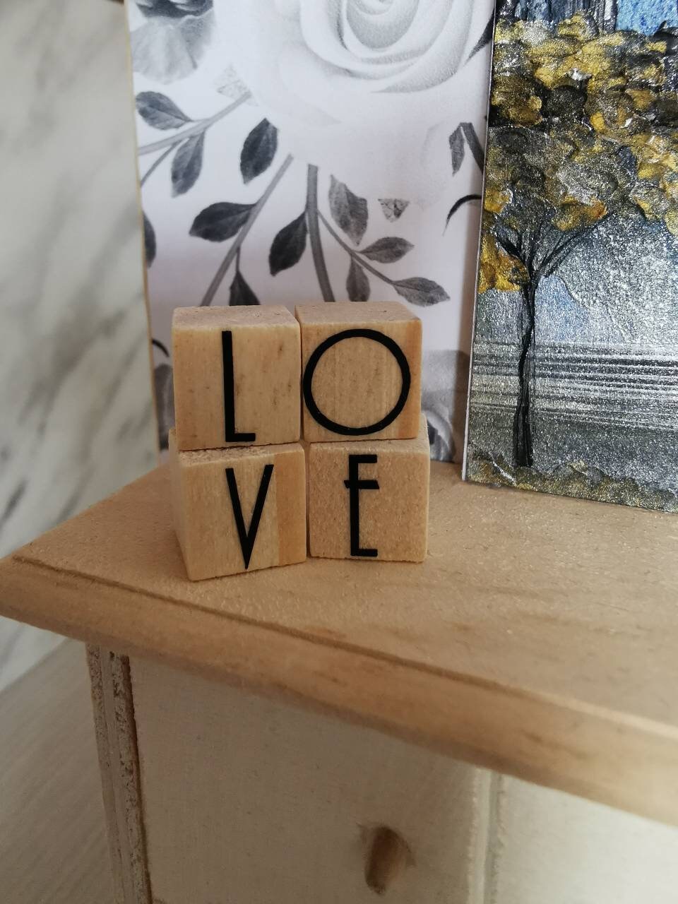 LOVE Wooden Blocks | 1:12th Scale | Handmade - ZJ Miniatures 