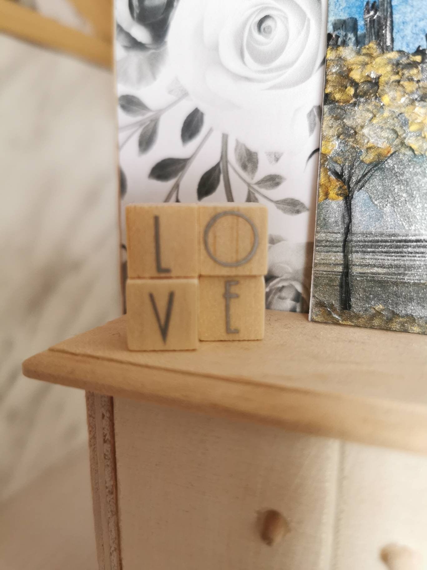 LOVE Wooden Blocks | 1:12th Scale | Handmade - ZJ Miniatures 