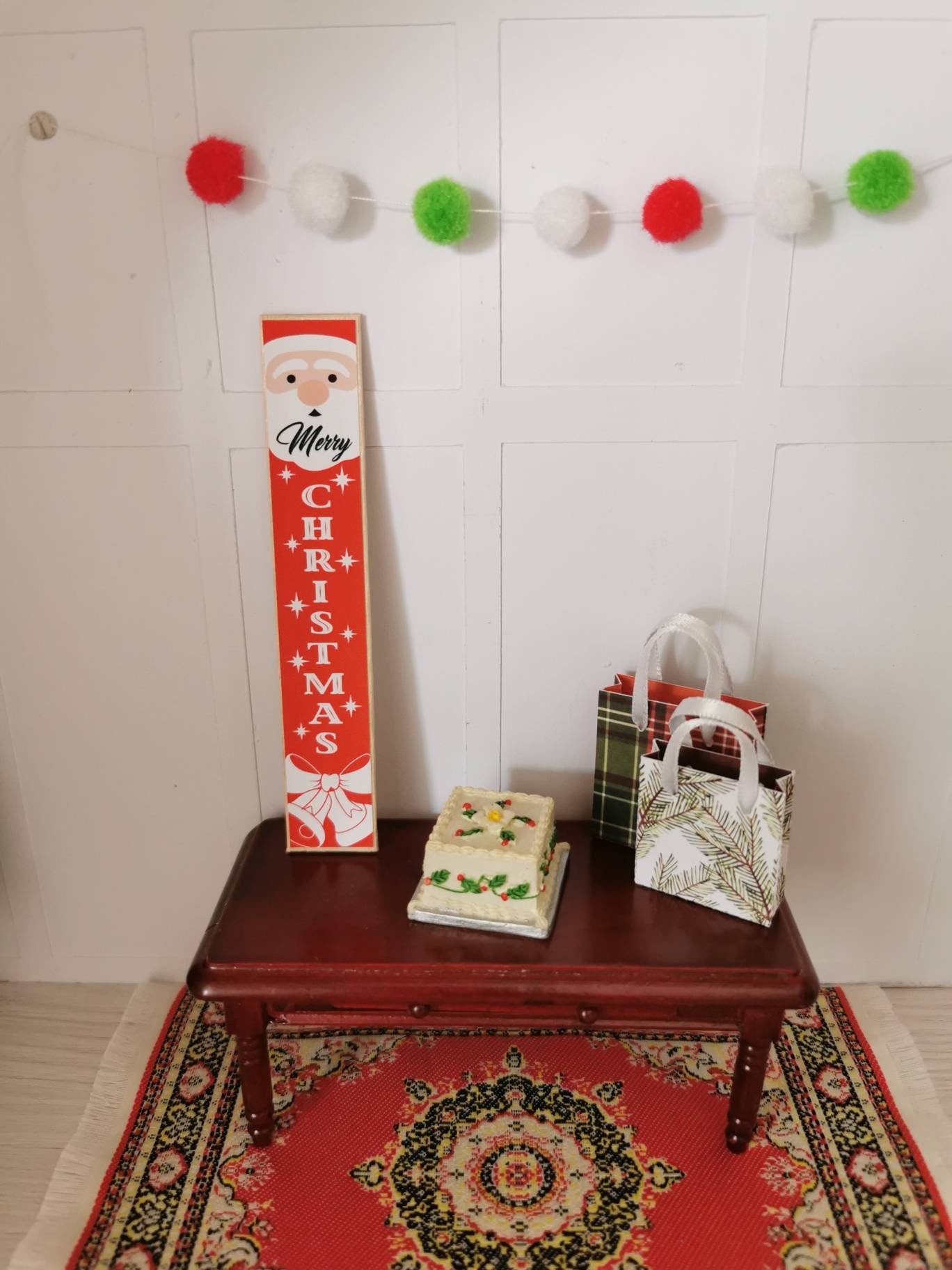 Merry Christmas Santa Porch Sign | 1:12th Scale | Handmade - ZJ Miniatures 