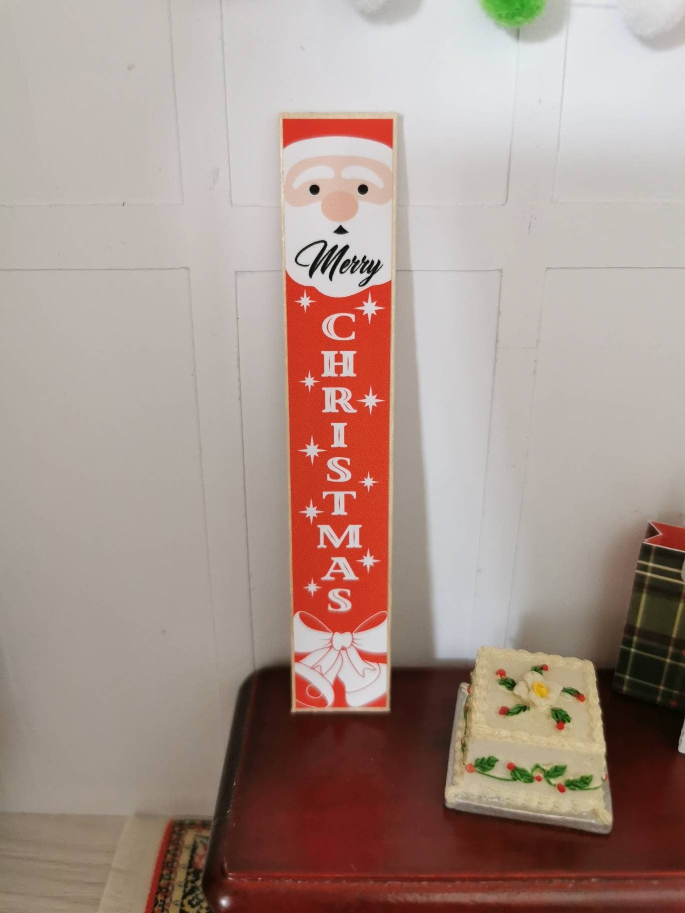 Merry Christmas Santa Porch Sign | 1:12th Scale | Handmade - ZJ Miniatures 