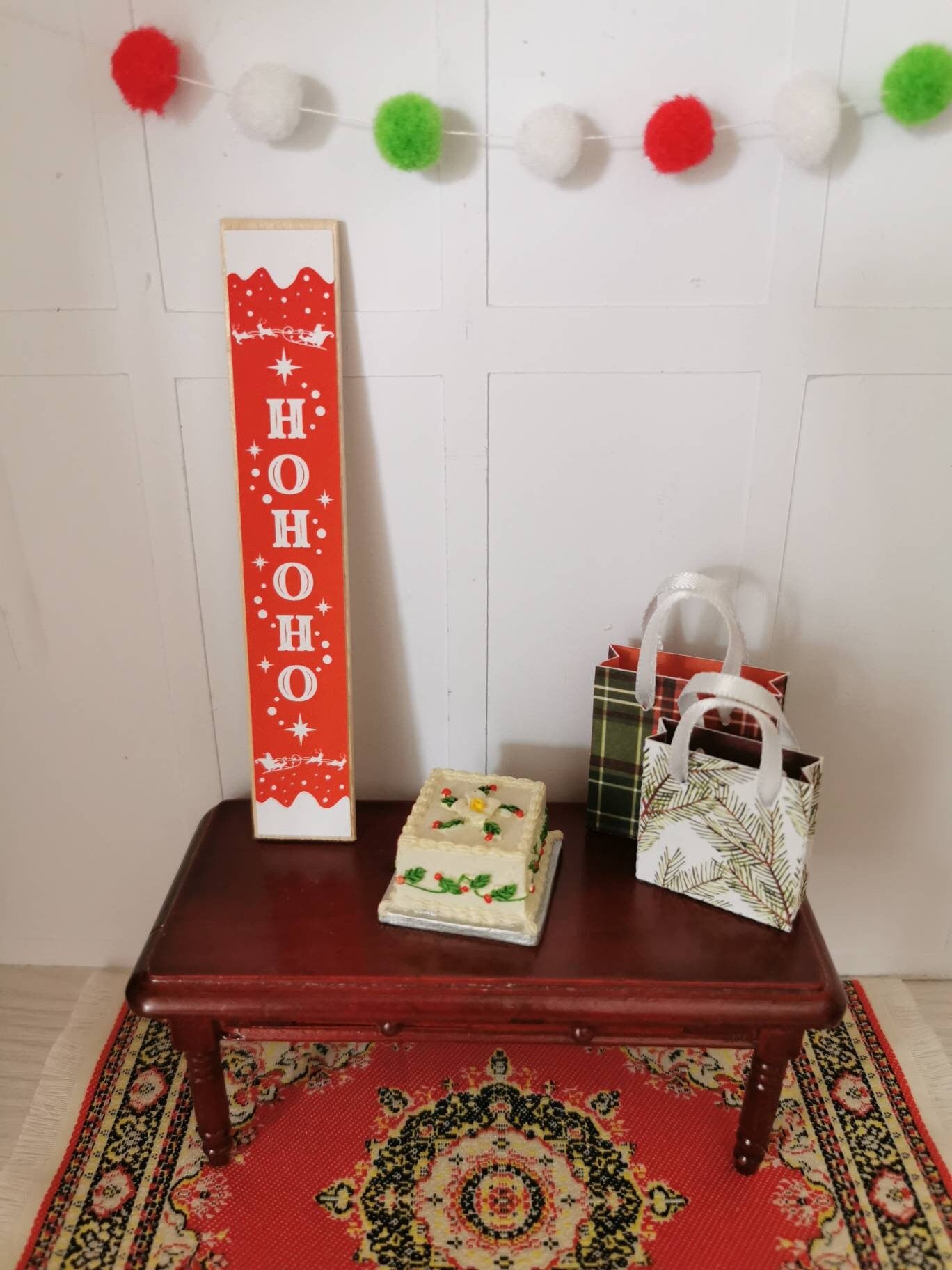 Ho Ho Ho Porch Sign | 1:12th Scale | Handmade - ZJ Miniatures 