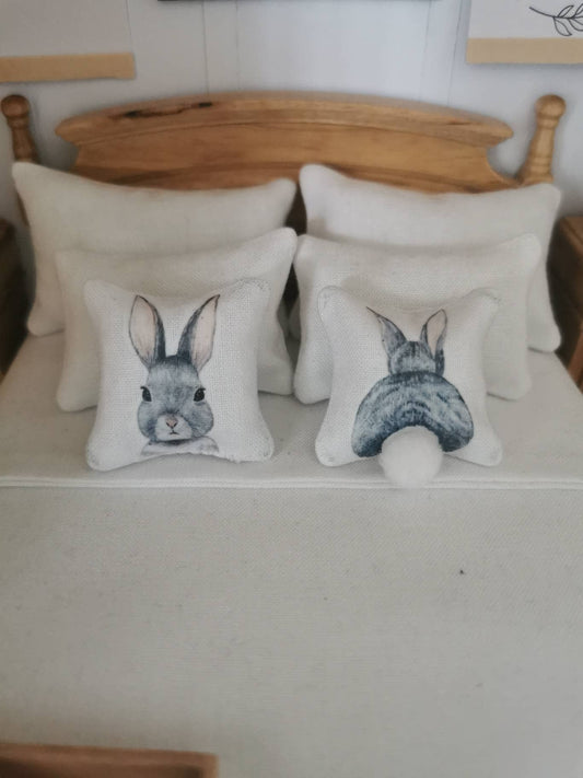 Rabbit Cushions | Set of 2 | 1:12th Scale | Handmade - ZJ Miniatures 