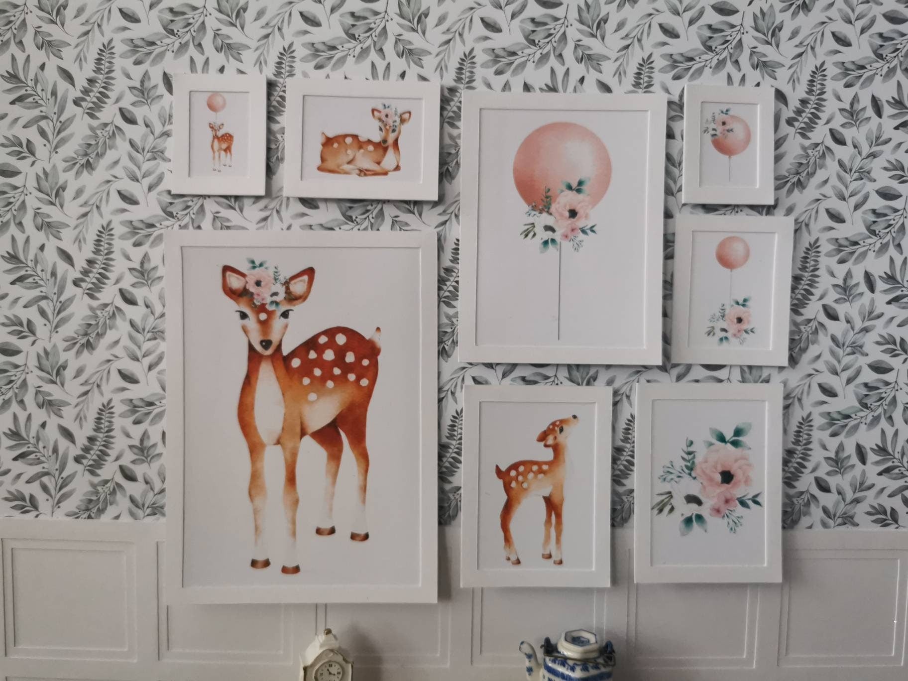 Deer Wall Art Pictures | Set of 8 | 1:12th Scale | Handmade - ZJ Miniatures 