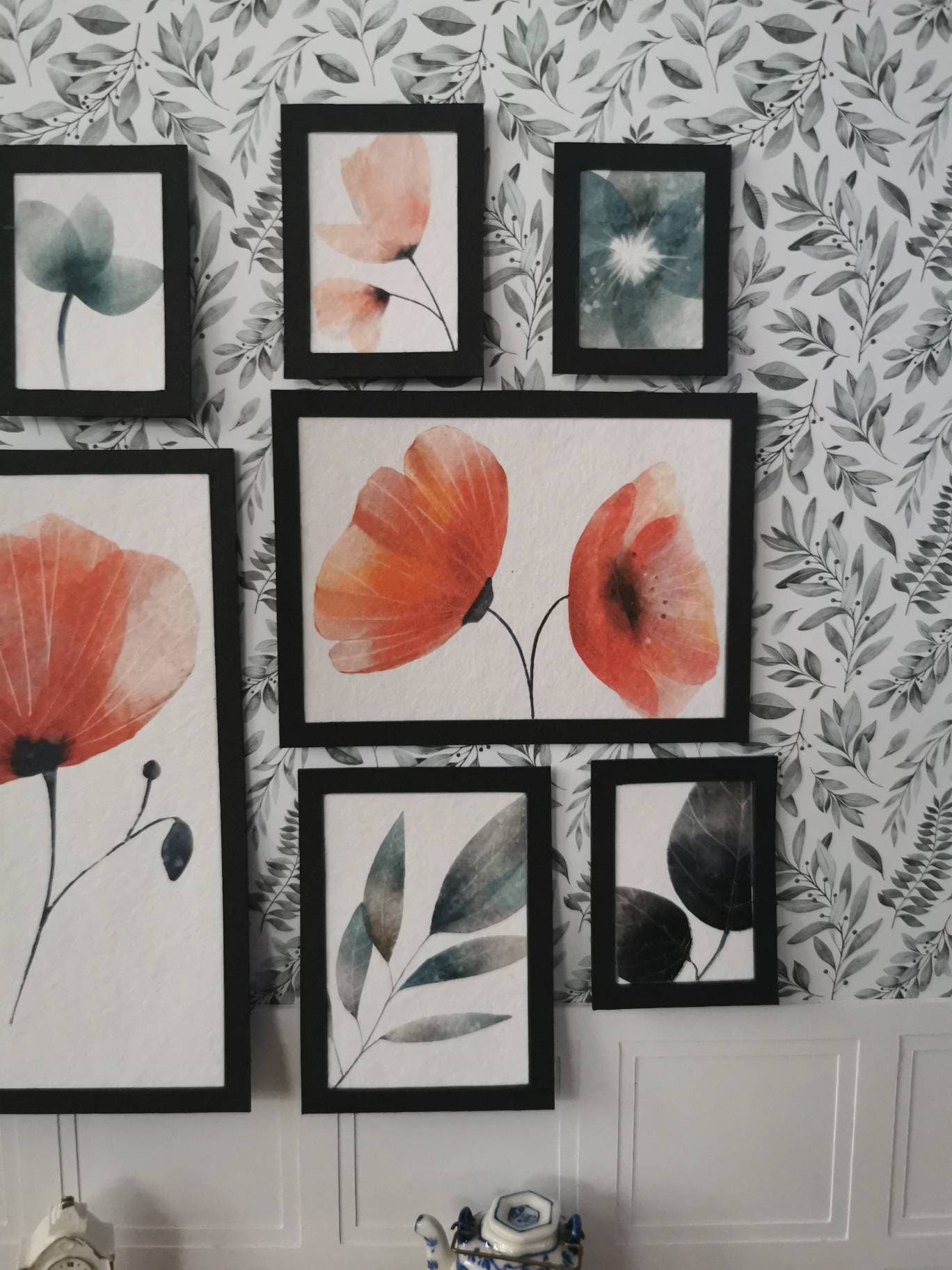 Poppy Wall Art Pictures | Set of 8 | 1:12th Scale | Handmade - ZJ Miniatures 