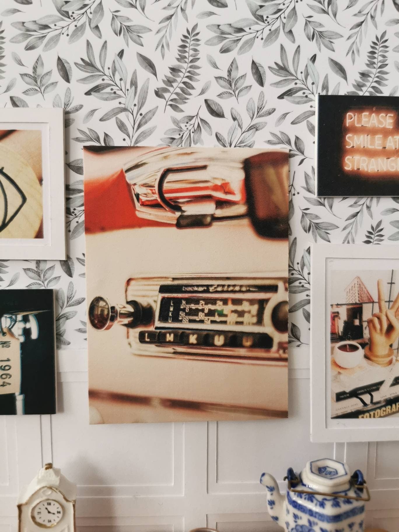 Pink Radio Wall Art Prints | Set of 6 | 1:12th Scale | Handmade