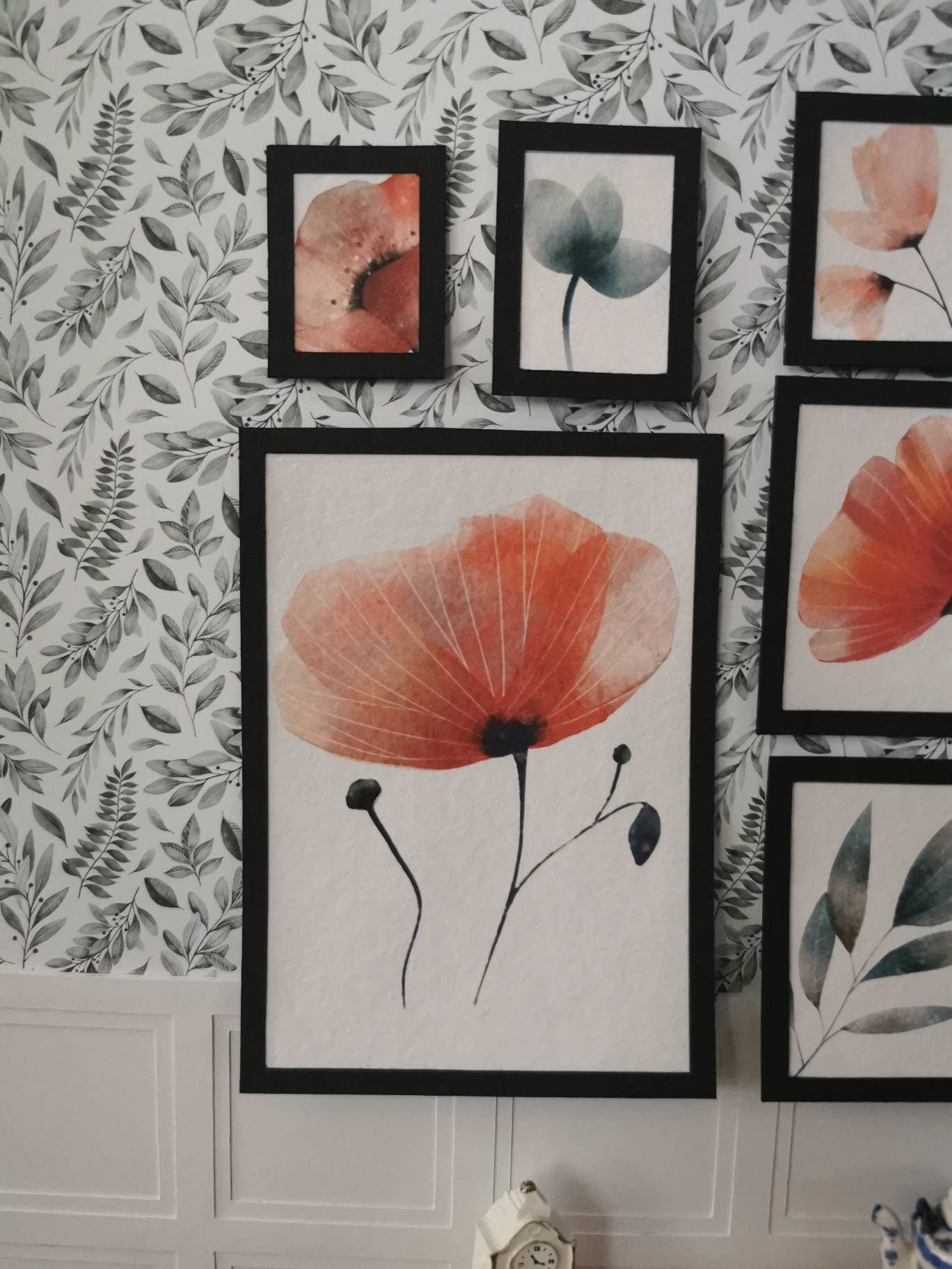 Poppy Wall Art Pictures | Set of 8 | 1:12th Scale | Handmade - ZJ Miniatures 