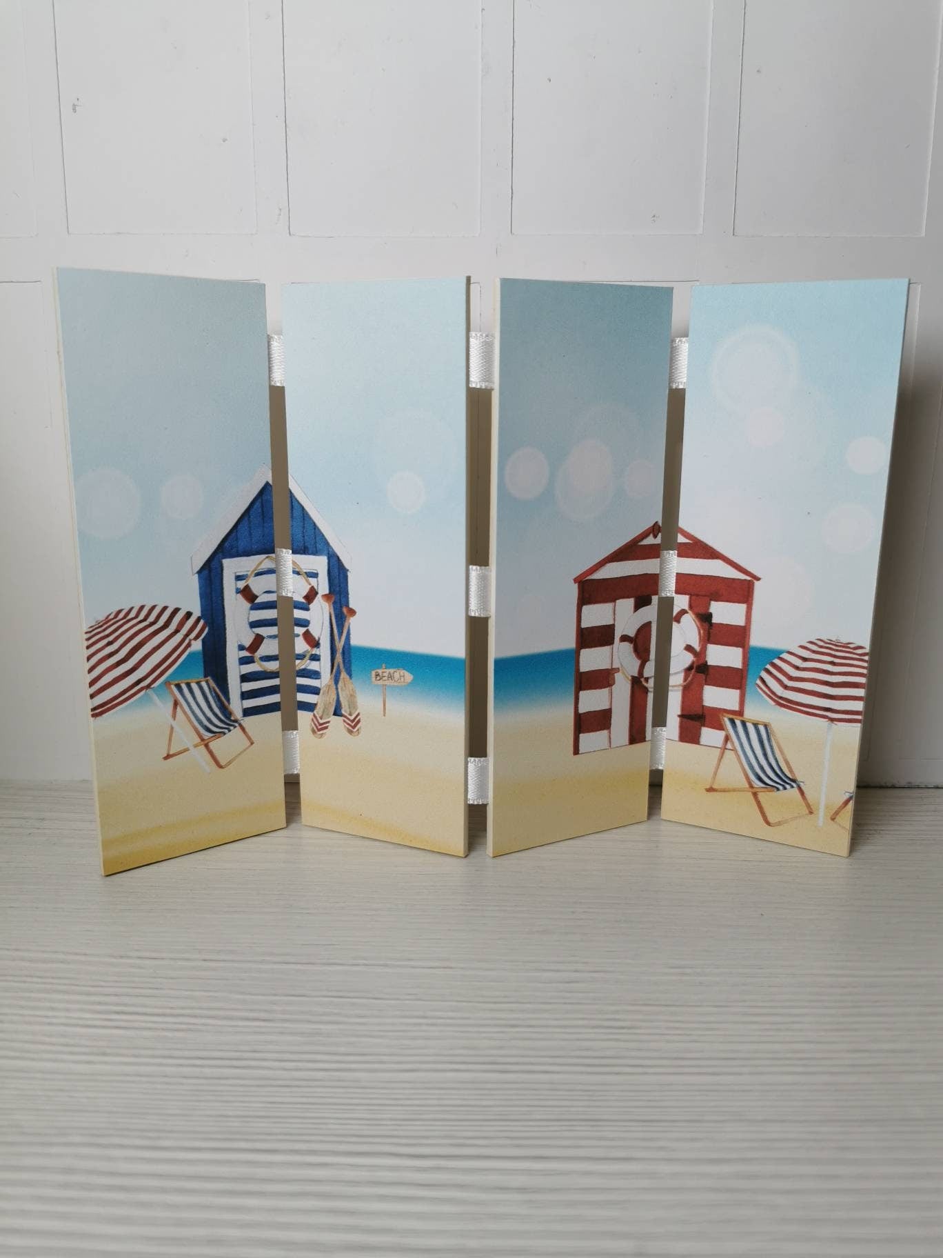 Beach Hut Folding Screen | 1:12th Scale | Handmade - ZJ Miniatures 