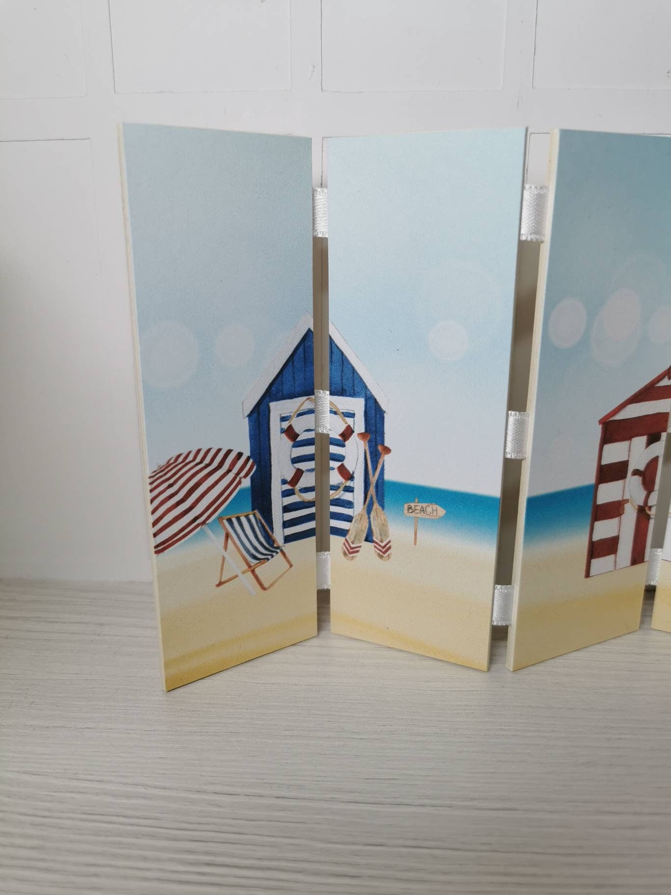 Beach Hut Folding Screen | 1:12th Scale | Handmade - ZJ Miniatures 