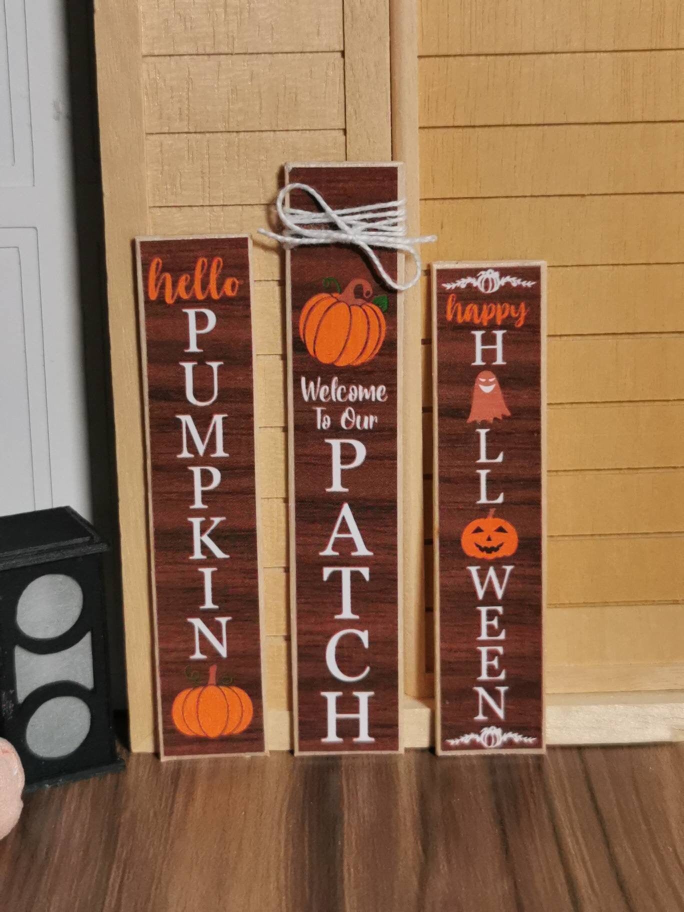 Fall Porch Sign | Set of 3 | 1:12th Scale | Handmade - ZJ Miniatures 