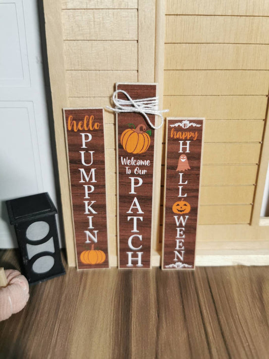 Fall Porch Sign | Set of 3 | 1:12th Scale | Handmade - ZJ Miniatures 