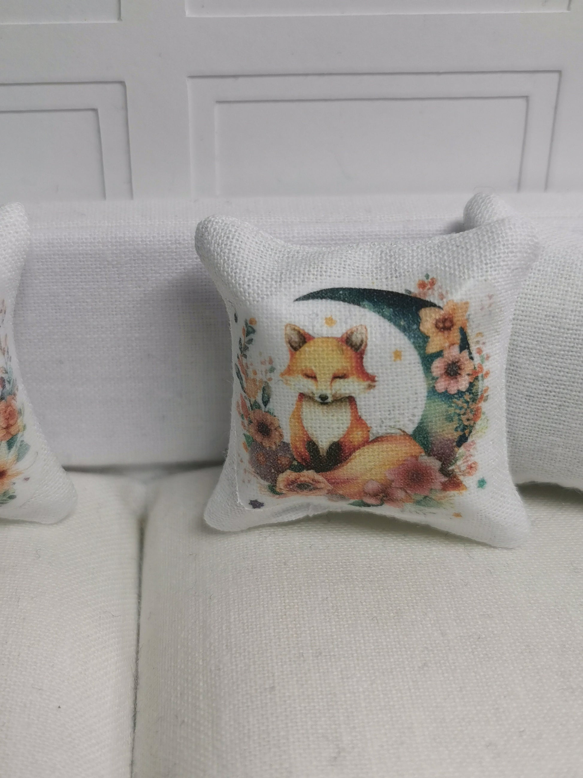 Fox & Moon Cushions Cushion | Set of 2 | 1:12th Scale | Handmade - ZJ Miniatures 