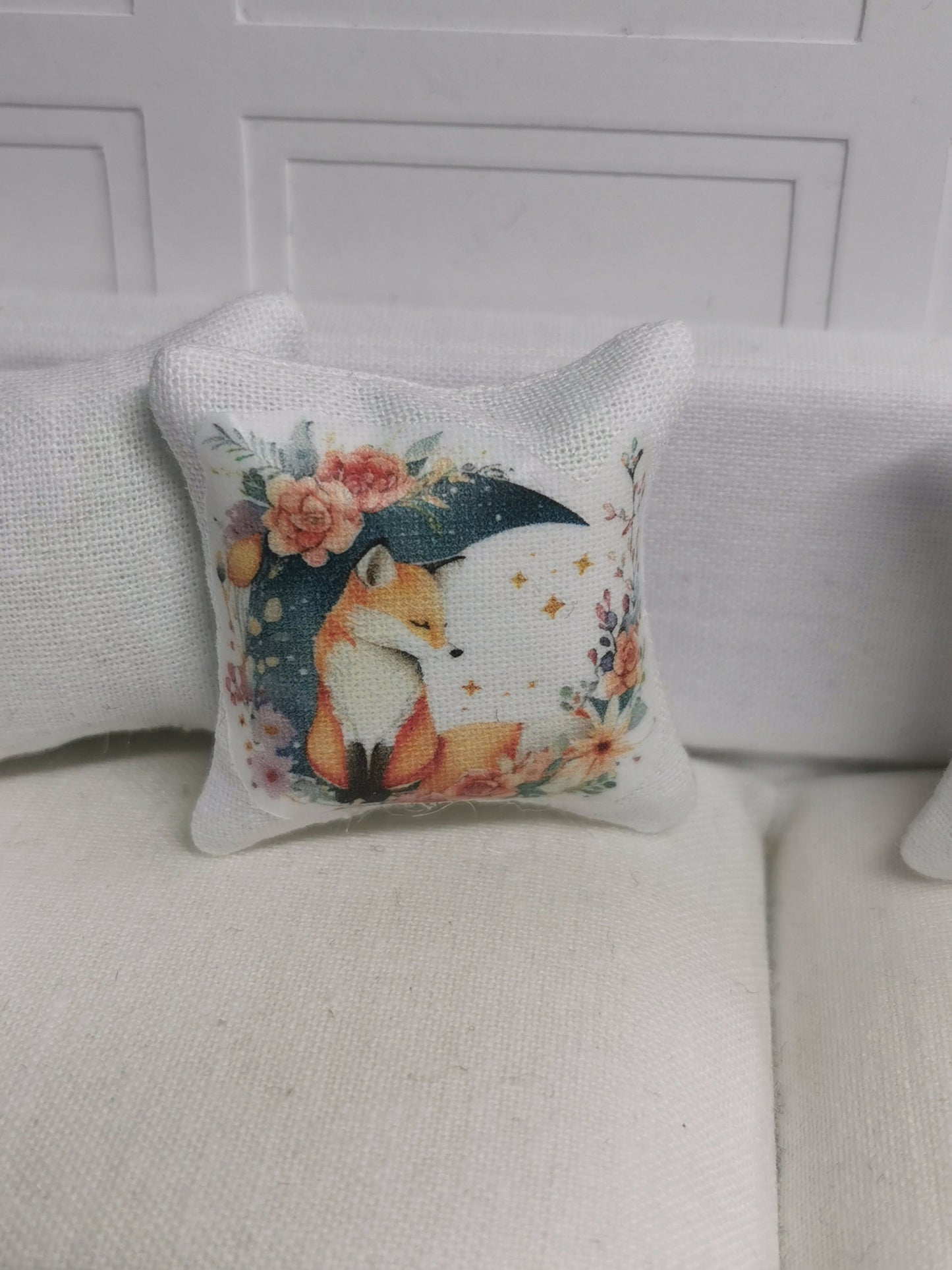 Fox & Moon Cushions Cushion | Set of 2 | 1:12th Scale | Handmade - ZJ Miniatures 