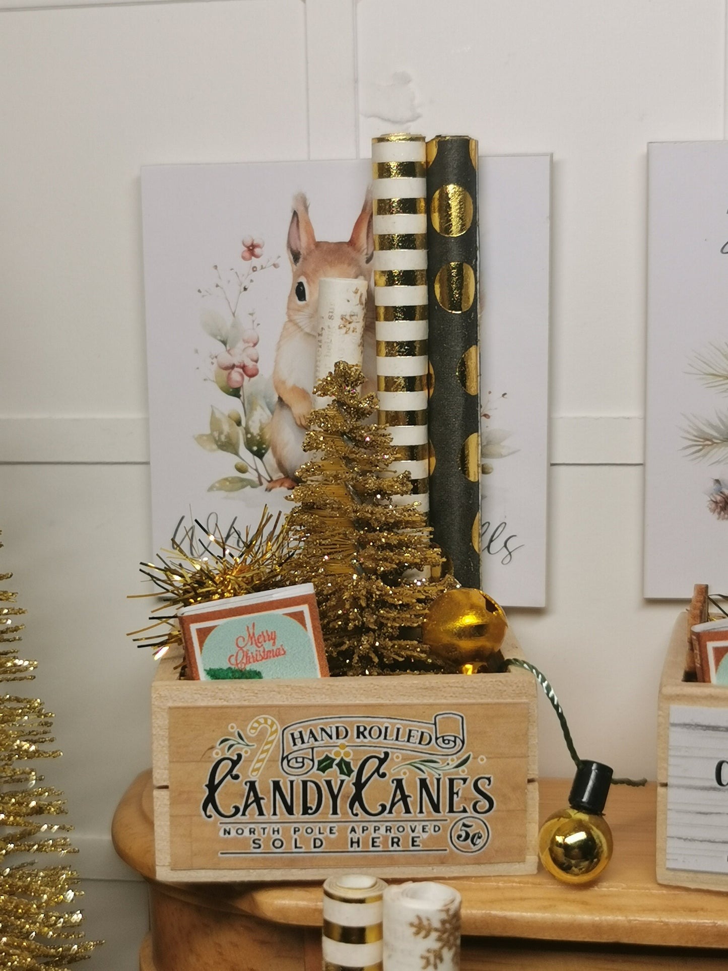 Crate Gold Tree Christmas Crate  | 1:12th Scale  | Handmade - ZJ Miniatures 