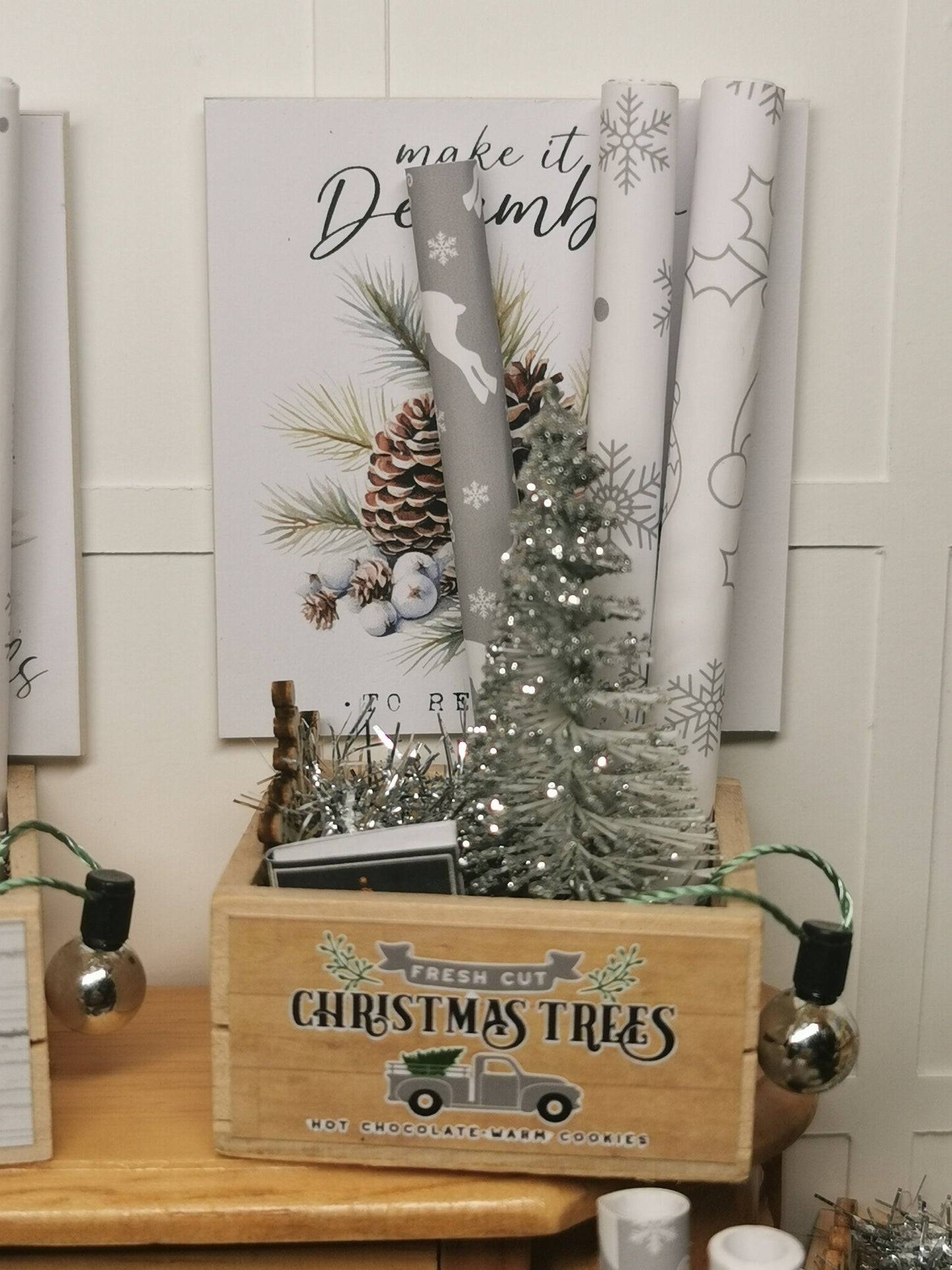 Silver Tree Christmas Crate  | 1:12th Scale  | Handmade - ZJ Miniatures 