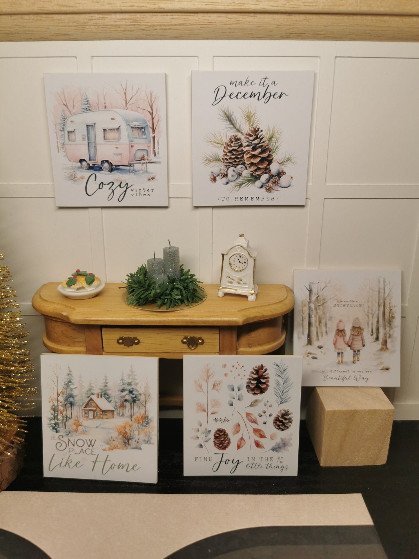 Winter Wall Art Prints | Set of 5 | 1:12th Scale | Handmade - ZJ Miniatures 