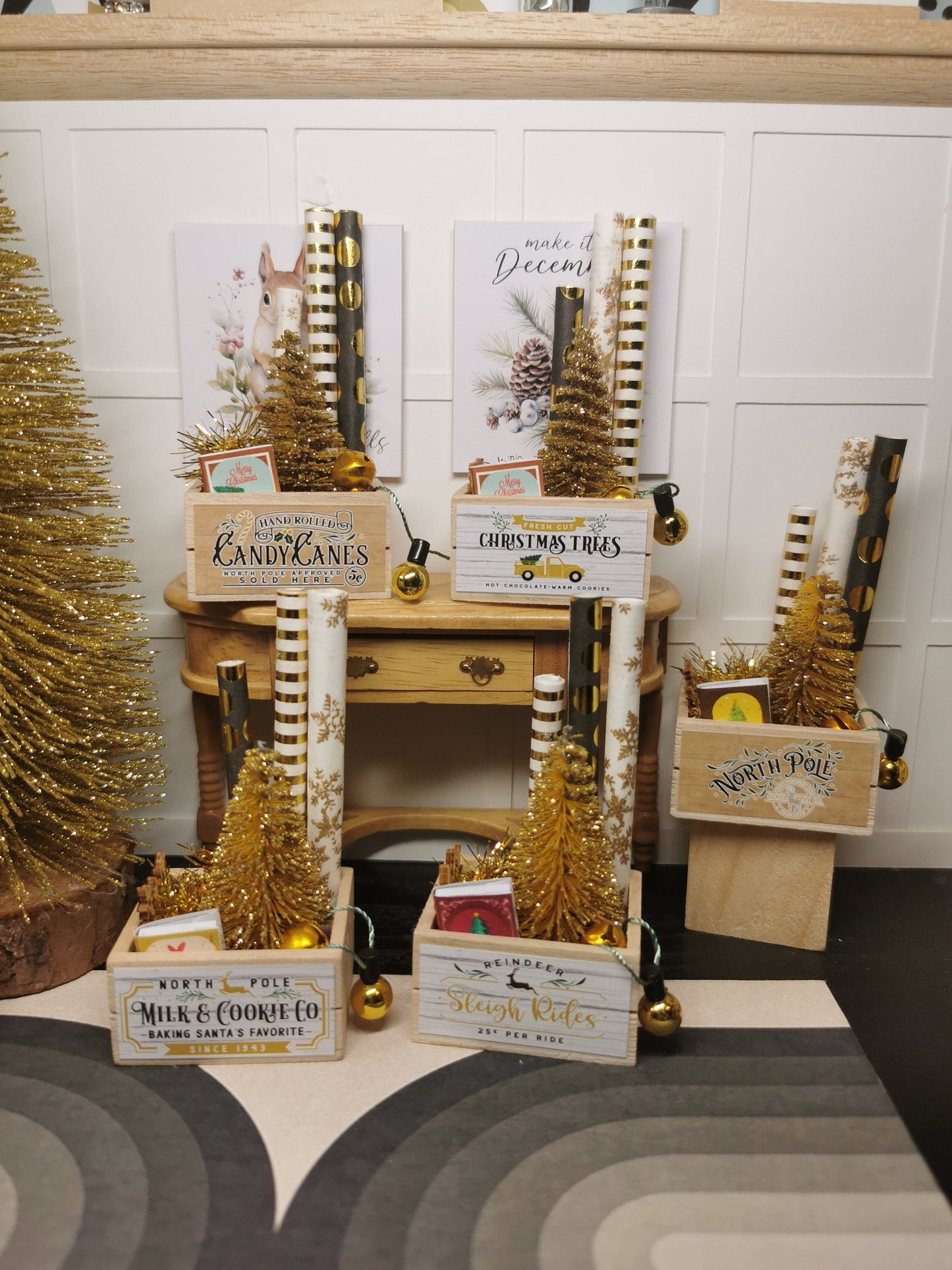 Crate Gold Tree Christmas Crate  | 1:12th Scale  | Handmade - ZJ Miniatures 