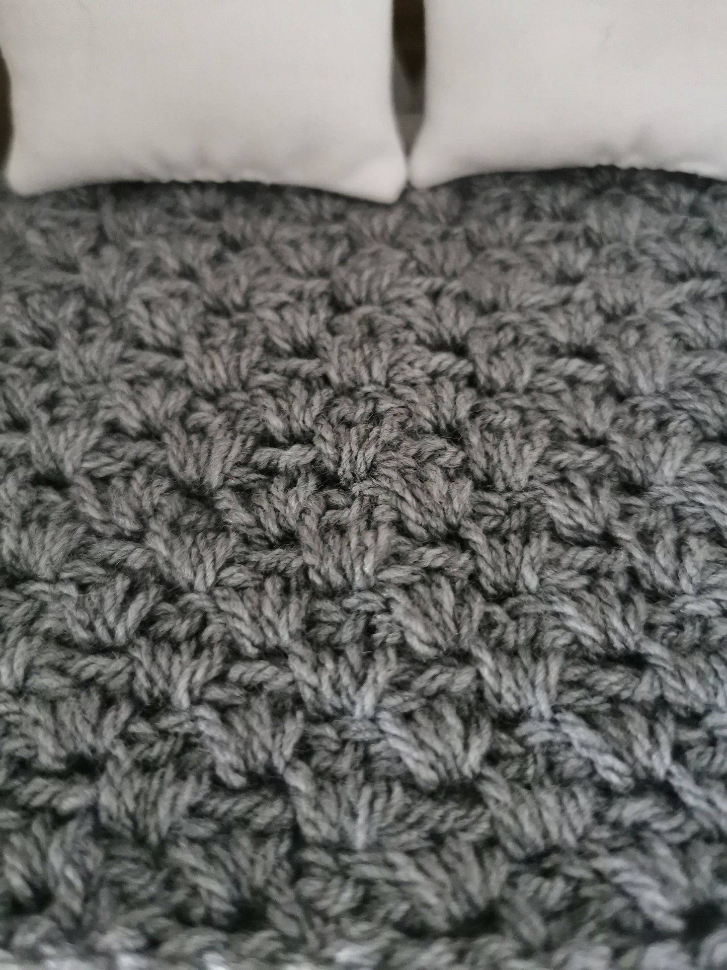 Grey Blanket | 1:12th Scale | Hand Crocheted - ZJ Miniatures 