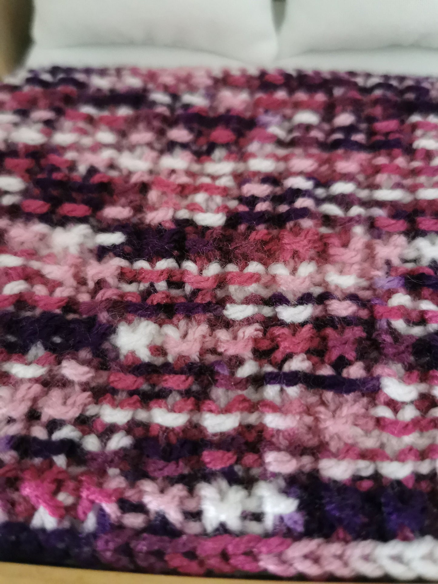 Purple/Pink Multi Blanket | 1:12th Scale | Hand Knitted - ZJ Miniatures 