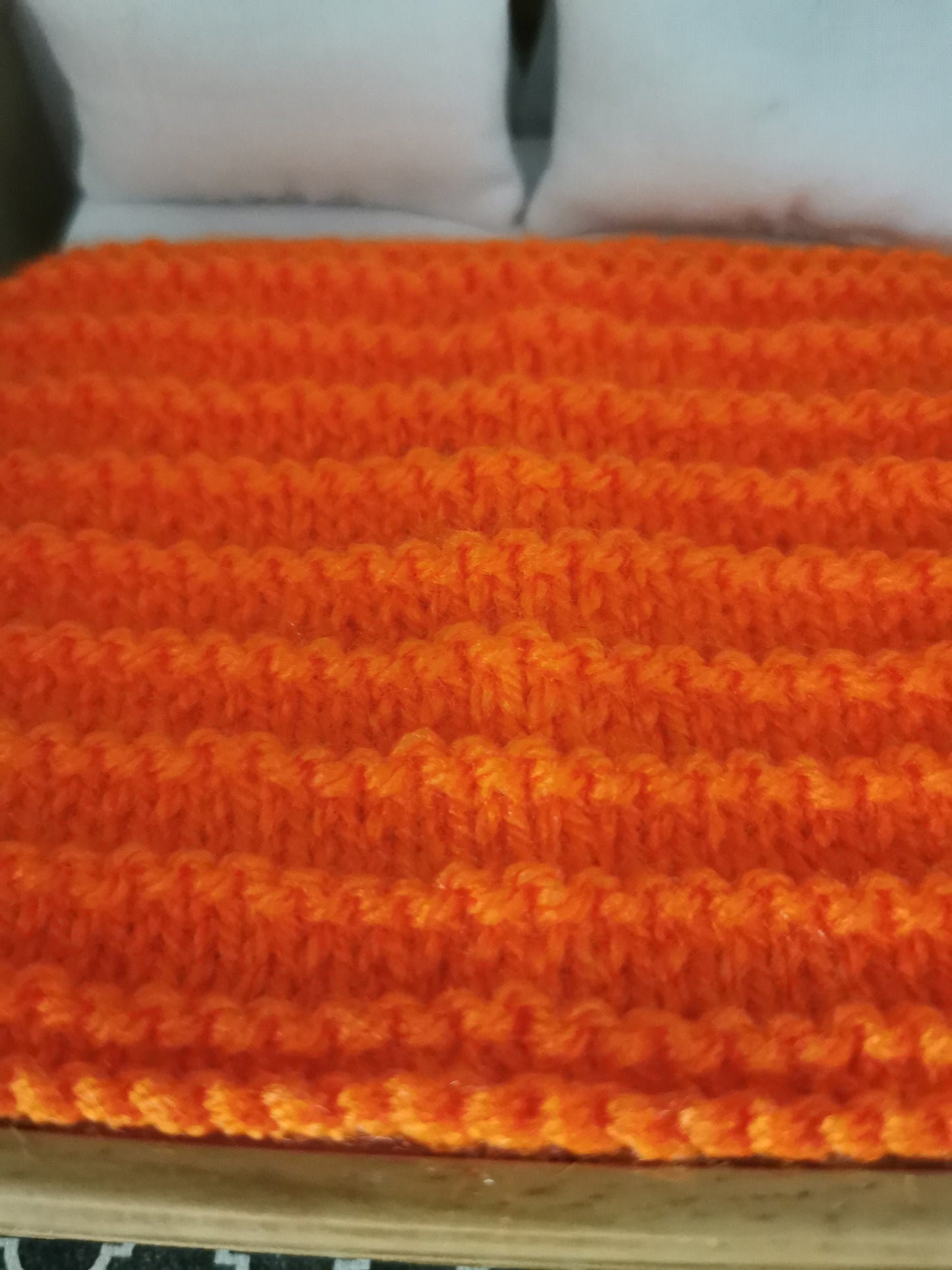 Orange Blanket | 1:12th Scale | Hand Knitted - ZJ Miniatures 